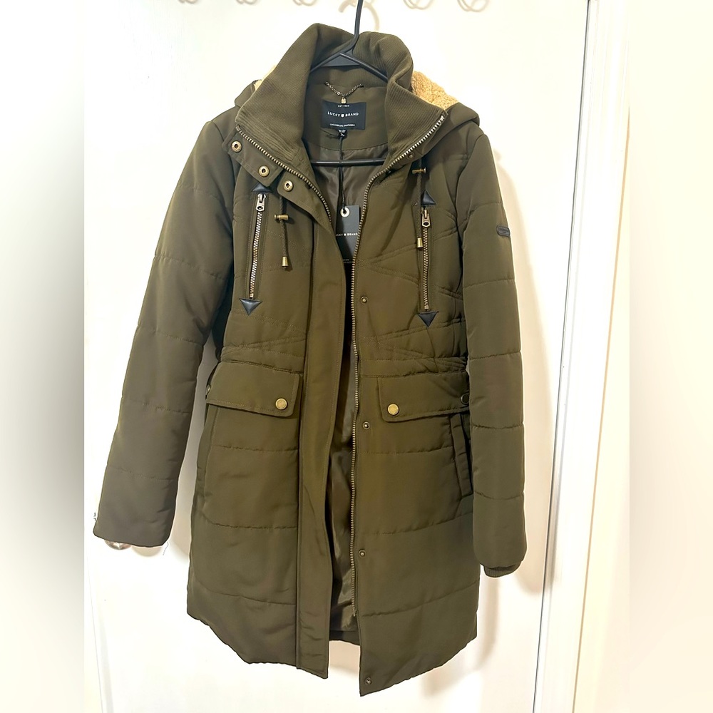 Lucky Brand Army Green Winter Hooded Jacket